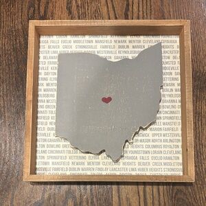 Ohio State Map Wall Art with Heart